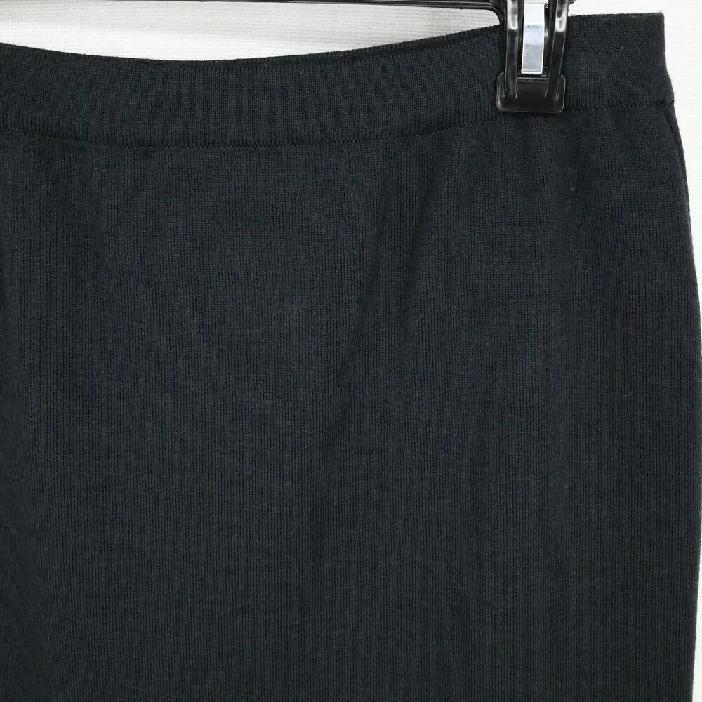 Laurel Escada Sweater Skirt Womens 8 US 40 EU Gray Black Wool Knit Pull On Vtg
